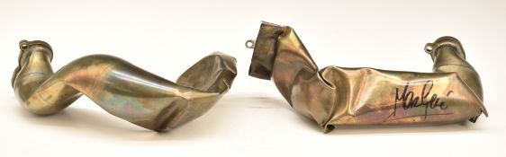 Marc Gene signed 2002 Williams BMW Formula 1 exhaust pipes, involved in a high speed crash at
