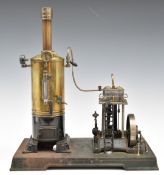 Doll model 352 twin cylinder vertical live steam engine c1927, with pressure gauge, sight glass,