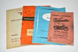 British Isetta bubble car owner's handbook, Velocette MAC handbook, Standard 8 & 10 instruction book