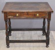 Antique oak hall table with single drawer, W88 x D61 x H78cm