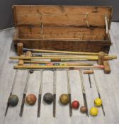A W Gamage Ltd of Holborn London vintage croquet set, in wooden case.