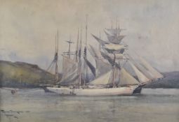 Eyres Simmons (1872-1955) watercolour of ships, 