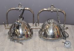 Pair of industrial hanging lights, height of lamp only 60cm, diameter 42cm