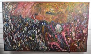 Montague Calman 'Cally' (brother of Mel Calman), modern abstract oil on canvas, with Selfridges