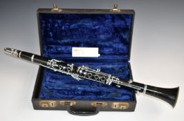 Coreton clarinet with rosewood body and resin flare, registration no 143830, in original Rexine