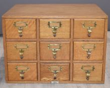 Libraco nine drawer oak filing cabinet, W 50 x D41 x H34cm