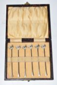 Cased set of Art Deco hallmarked silver cocktail sticks, Birmingham 1928, maker Barker Brothers