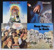Six albums comprising Status Quo (4) Deep Purple and Robert Plant. All signed on front covers