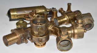 Fire hose fittings and nozzles to include Y branch, screw couplings, bung and a Pyrene type