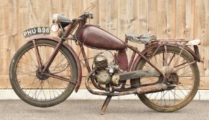 1952 James 98cc motorcycle or scooter, registration number PHU 896, with V5c and 1962 buff