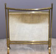 19th or early 20thC brass fire screen with bevelled mirror to centre, width 64cm