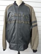 Harley Davidson two-tone leather motorcycle jacket, size XXL