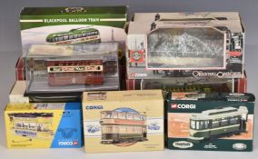 Eleven mainly Corgi diecast model trams including Corgi Classics, Original Omnibus Company (OOC),