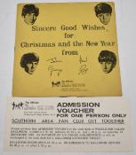 Beatles Fan Club admission voucher for Southern Area Fan Club Get Together 14th December 1963 and