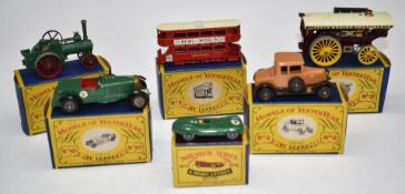 Six Matchbox diecast model vehicles Moko Lesney 1-75 series 41 and Models of Yesteryear 1, 3, 8, 9