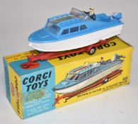 Corgi Toys diecast model Dolphin 20 Cruiser on Wincheon Trailer Brookland Aviation Ltd with white