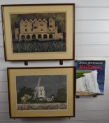 Two David Gentleman prints, each signed and dated 1966 to lower edges, comprising 'Saxtead Windmill'