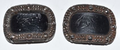 Two Victorian cut steel buckles, 6 x 4.5cm