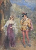 Attributed to Henry Richter (1772-1857), watercolour 'Anne Page and Slender', lady inviting a