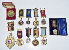 RAOB medals including hallmarked silver gilt examples, one presented to a Secretary in 1964