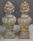Pair of 19thC terracotta gate finials, height 71cm