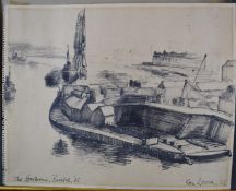 Ken Leech (1915-1990) felt tip on paper 'The Harbour, Bristol '65', signed, titled and dated to