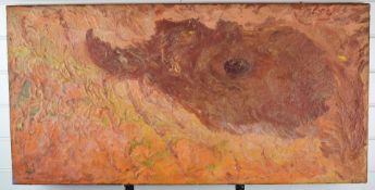 Montague Calman 'Cally' (brother of Mel Calman), modern abstract oil on canvas 'The Bush', with John