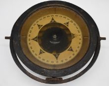 Kelvin-White ship's compass, with gimballed mount, overall W36cm