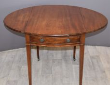 19thC mahogany Pembroke table, raised on square tapering legs, length 80cm, height 70cm