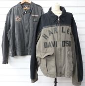 Two Harley Davidson motorcycle jackets, both denim, size XXL
