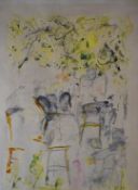 Lorraine Cavanagh (b1955) modern watercolour sketch ' Avignon Cafe', monogramed lower right 60 x