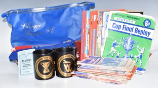Scottish football programmes for Glasgow Rangers c1960s-80s, two Portmeirion Wolverhampton mugs,