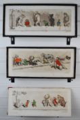 Set of three Boris O'Klein 'Dirty Dogs of Paris' etchings, each 21 x 49cm