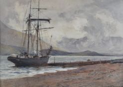 John Pedder (1850-1929) watercolour of a ship unloading, 'Loch Torridon', signed and dated 07