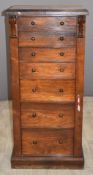 19thC rosewood Wellington secretaire chest of graduated drawers and fitted interior. W57 x D41 x