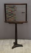 19thC abacus with painted beads, height 123cm