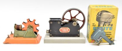 Two electric motor engines, one Torch, the other marked ANFOE, together with a Sprite outboard