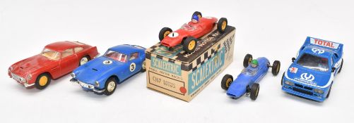 Five Tri-ang Scalextric model motor racing cars Lotus C67 in original box, Ferrari GT 250 Berlinetta