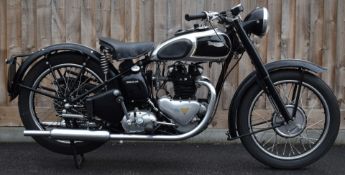 1950 Triumph 3T350cc  twin cylinder motorcycle, registration number AAL 939A, with V5c giving date