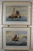 Harry Geoffroi (1852-1896) pair of maritime watercolours, ‘Trawlers Mounts Bay’ and ‘Trawler in a