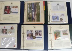 A large collection of GB, Commonwealth and Channel Islands stamp / coin covers in twelve volumes