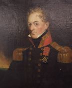 19thC oil on canvas portrait of Admiral Duncan, naval officer in uniform, 72 x 60cm, in gilt frame