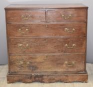 Georgian mahogany straight front chest of two over three graduated drawers, W 110 x D 52 x H107cm