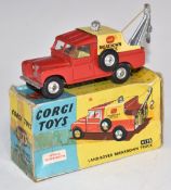 Corgi Toys diecast model Land Rover Breakdown Truck with red body and yellow canopy, 417S, in