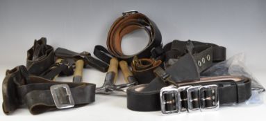 Fire Service leather belts, three escape axes, clothing etc