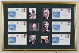 Framed set of six Prime Minster signed first day covers commemorating the 25th anniversary of the