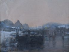 John Foulger (1942-2007) acrylic on board 'Sunbury Lock River Thames', signed lower left and