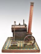 Bing stationary live steam engine  c1910-1920, on wooden tiled base, with slip eccentric reversing