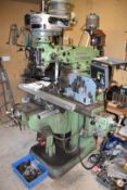 Bridgport Adcock-Shipley milling machine with EMS DRO, power feed, trans wave inverter, colletts