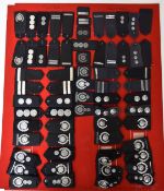 Display of vintage firefighter rank insignia or markings including shoulder boards, overall size
